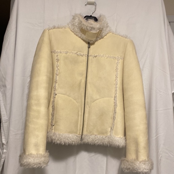 BEBE Faux Suede Sherpa Cropped Jacket - Picture 2 of 8